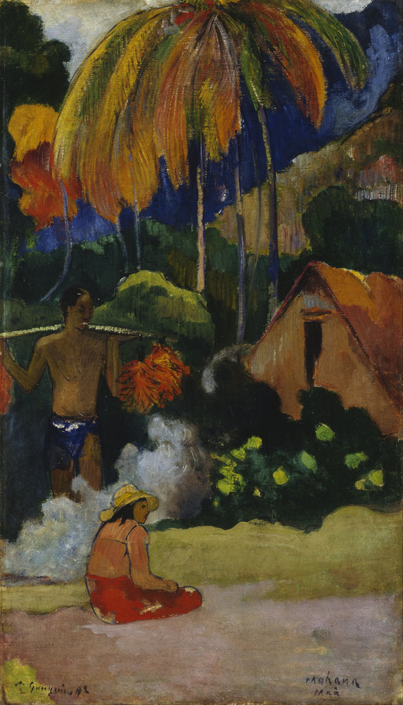 Detail of Mahana Maà (Landscape in Tahiti) by Paul Eugéne Henri Gauguin