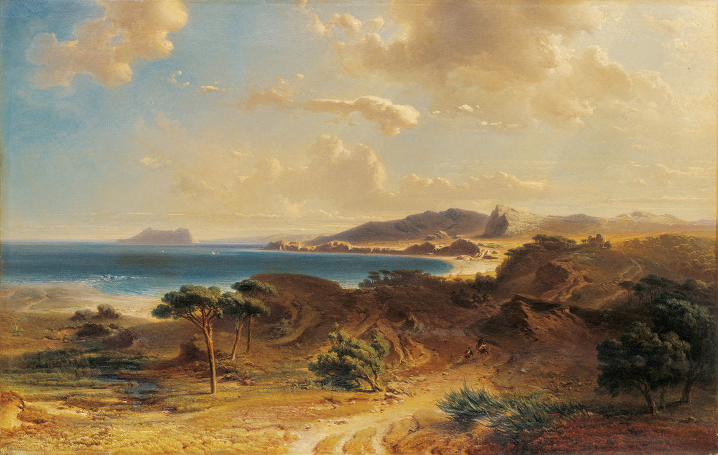 Detail of Beach at Estepona with a View of the Rock of Gibraltar by Fritz Bamberger