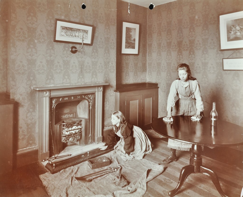 Detail of Housewifery lesson, Morden Terrace School, Greenwich, London, 1908 by Unknown