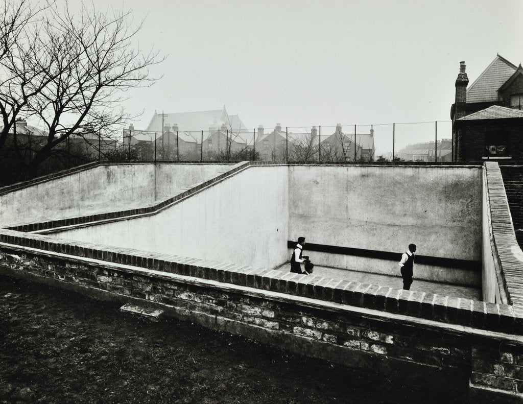 Detail of Boys playing in a fives court, Strand School, London, 1914 by Unknown