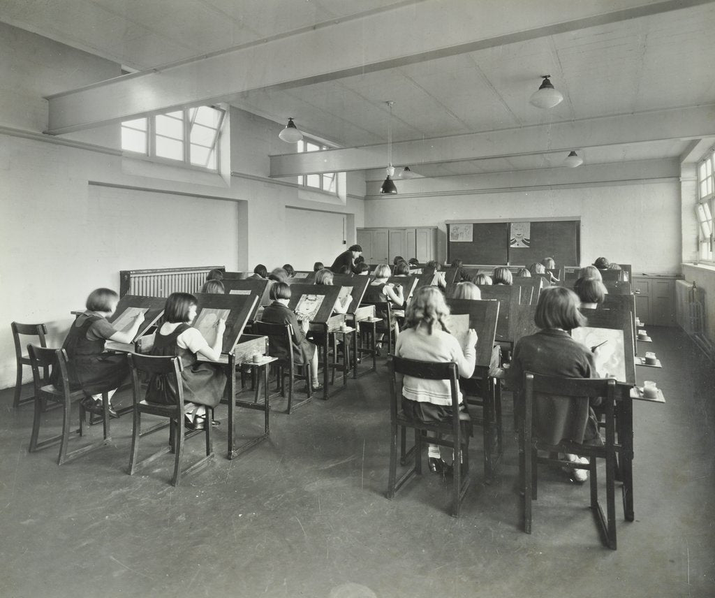 Detail of Art lesson, Wornington Road School, London, 1938 by Unknown