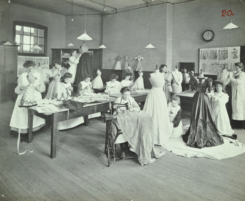 Detail of Dressmaking class, Borough Polytechnic, Southwark, London, 1907 by Unknown