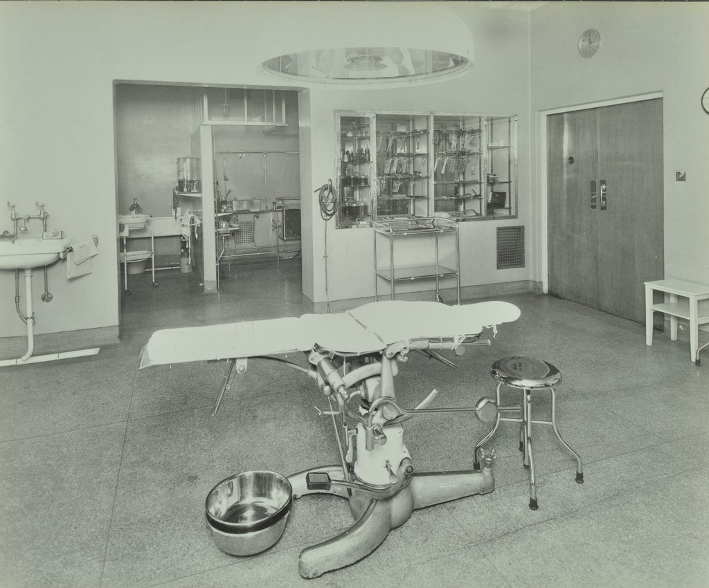 Detail of Operating theatre, Lewisham Hospital, London, 1936 by Unknown