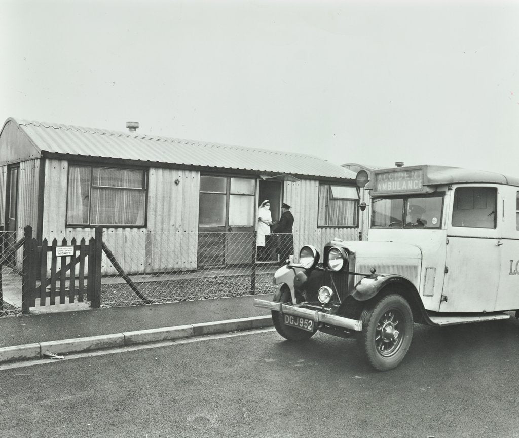 Detail of Ambulance delivering a cylinder of gas, Woolwich, London, 1946 by Unknown