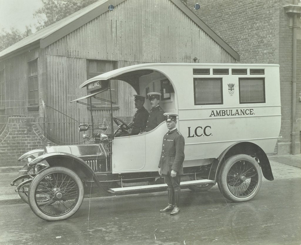 Detail of White London County Council ambulance (number 11), 1920 by Unknown