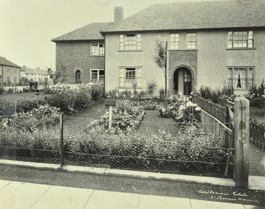 Detail of Front garden of 61 Barnes Avenue, on the Castelnau Estate,  Barnes, London, 1930 by Unknown