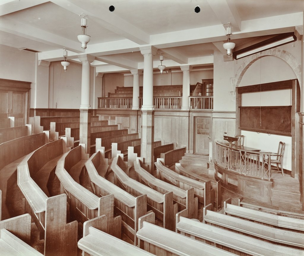 Detail of Lecture theatre, London Day Training College, Camden, 1907 by Unknown