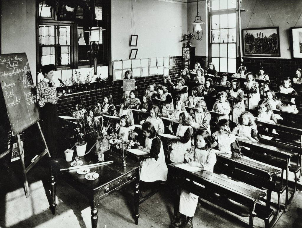 Detail of Nature lesson, Class IIIB, Albion Street Girls School, Rotherhithe, London, 1908 by Unknown