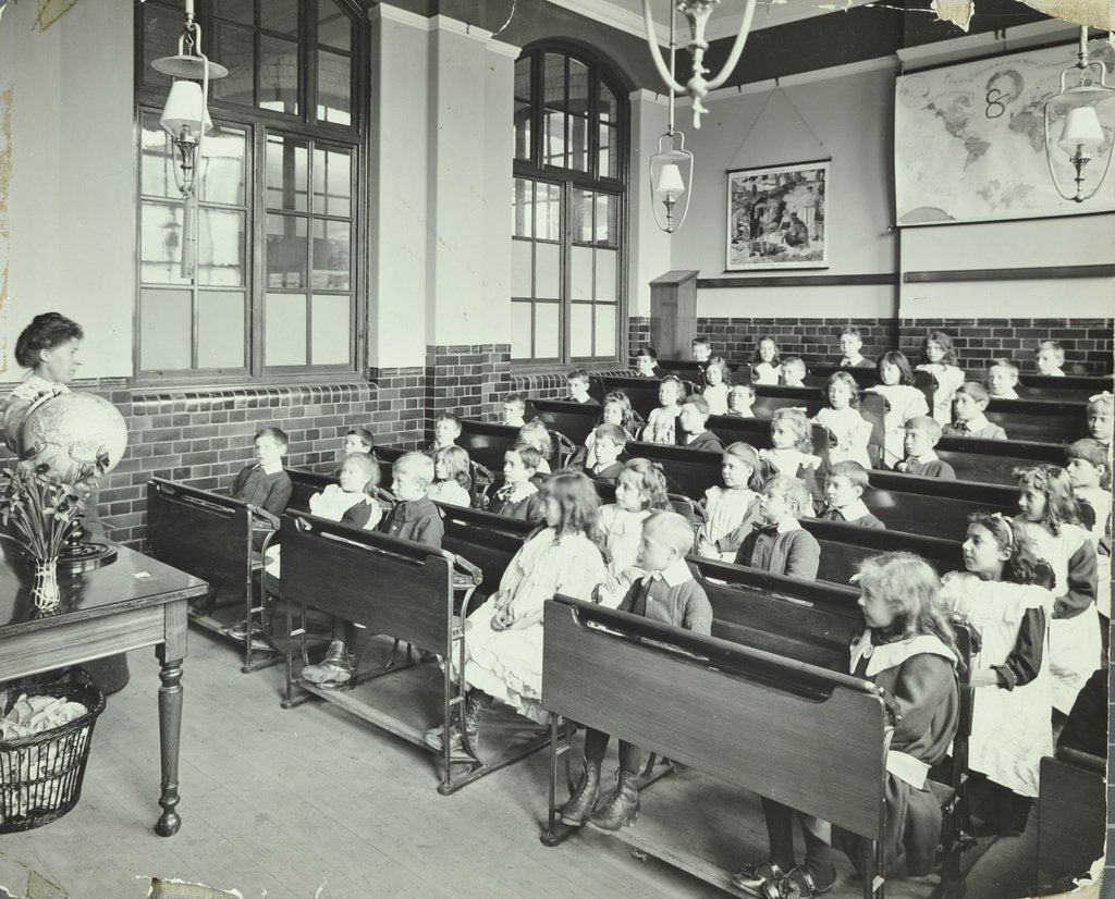 Detail of Geography lesson, Denmark Hill School, Dulwich, London, 1905 by Unknown