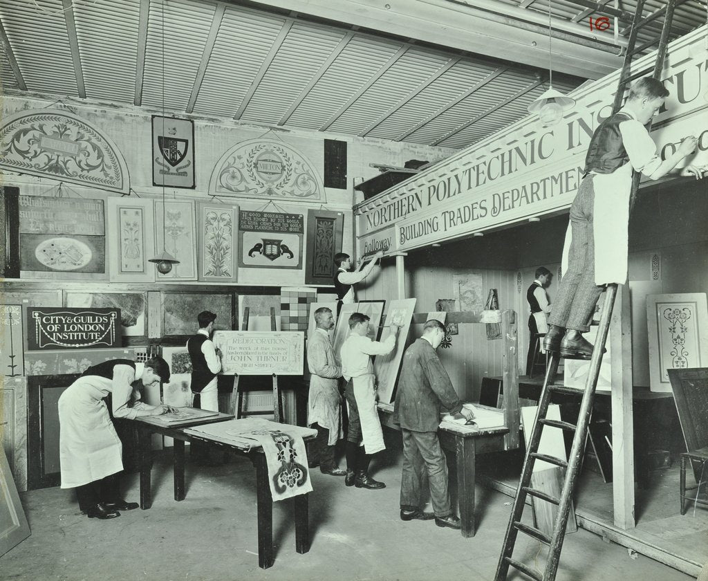 Detail of Students from trade classes, Northern Polytechnic, London, 1911 by Unknown