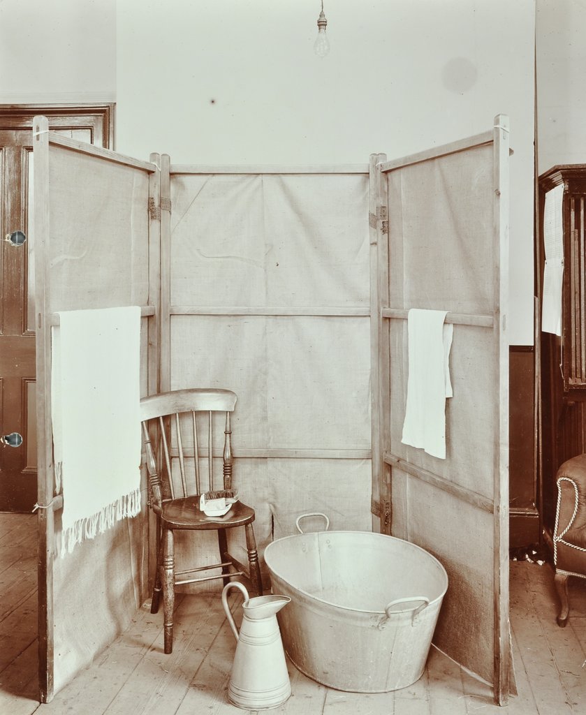 Detail of Improvised bathroom, Shoreditch Technical Institute, London, 1907 by Unknown