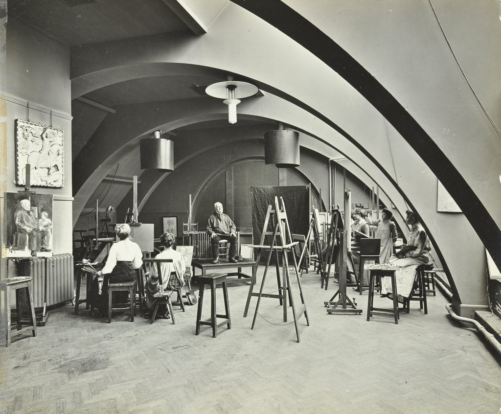 Detail of Art class, Westminster Technical Institute, London, 1910 by Unknown