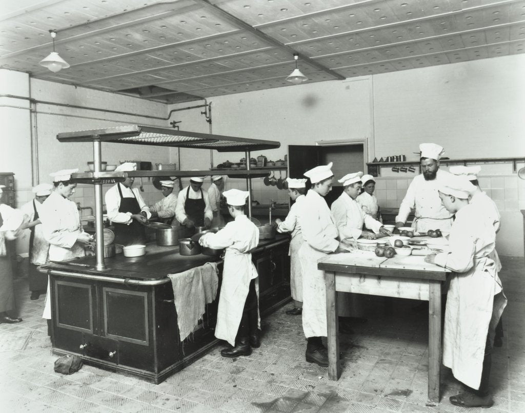 Detail of Male cookery students, Westminster Technical Institute, London, 1910 by Unknown