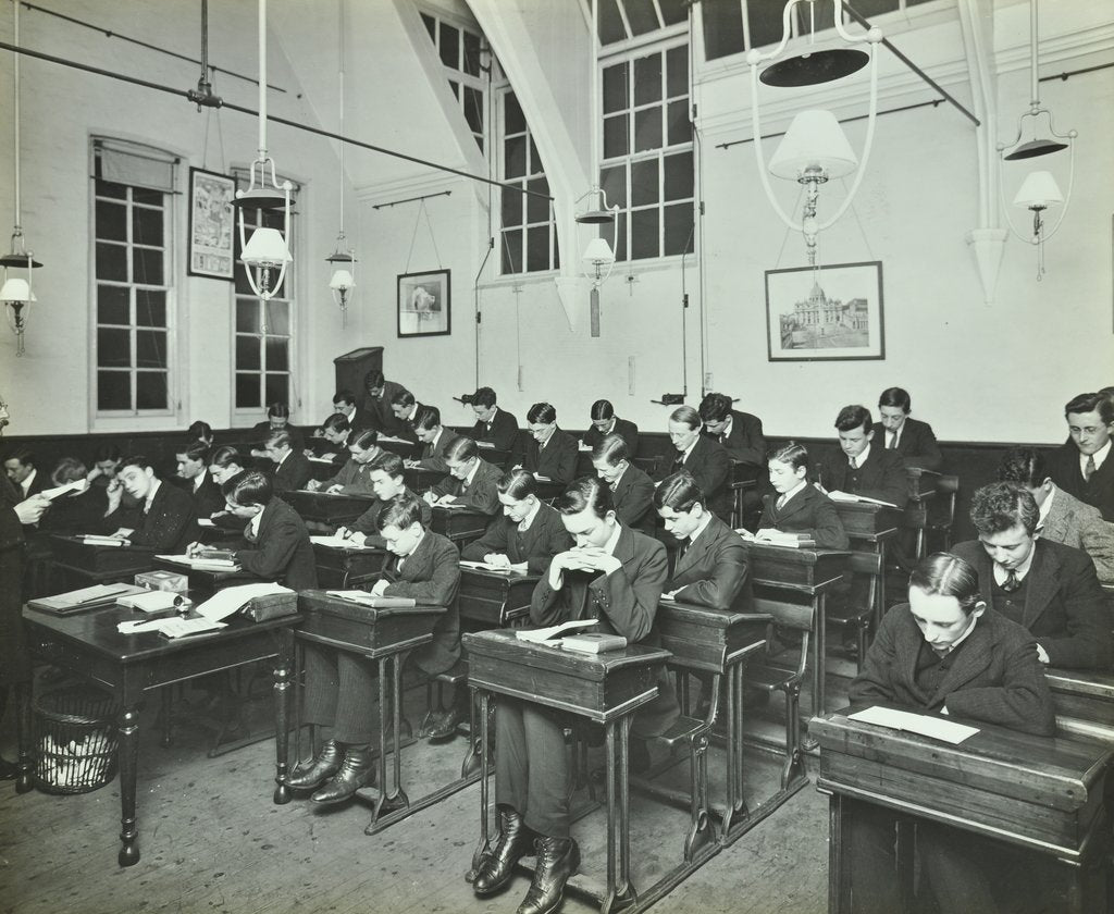 Detail of Civil Service class for male students, Hammersmith Commercial Institute, London, 1913 by Unknown