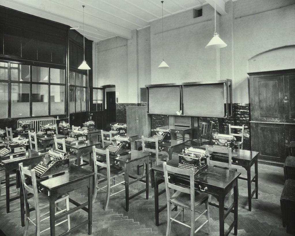 Detail of Typewriting room, Balham and Tooting Commercial Institute, London, 1931 by Unknown