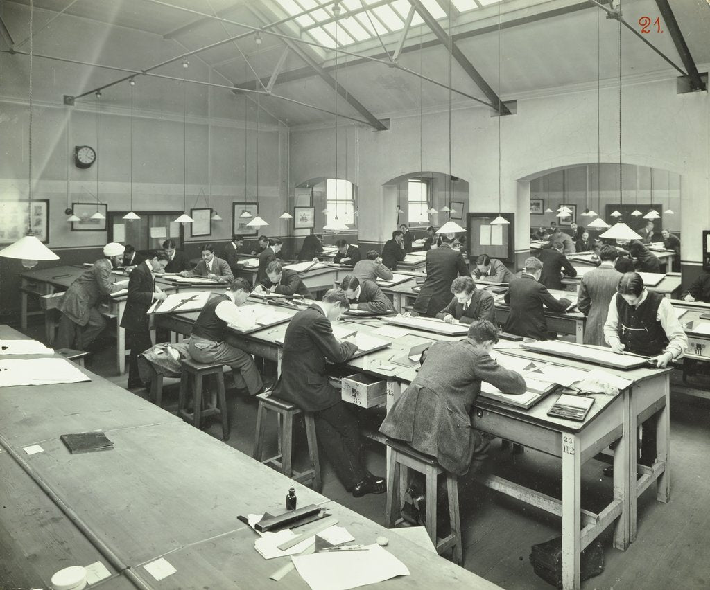 Detail of Drawing class, University College, London, 1912 by Unknown