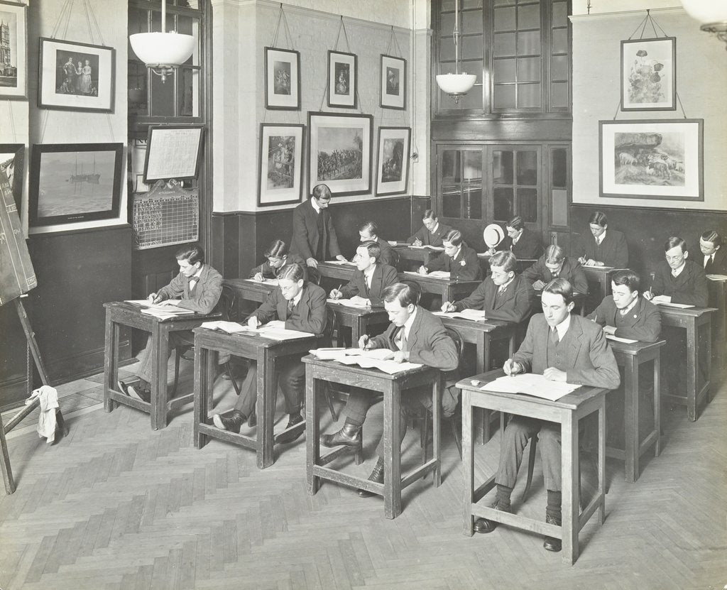 Detail of Bookkeeping class for men, Blackheath Road Evening Institute, London, 1914 by Unknown