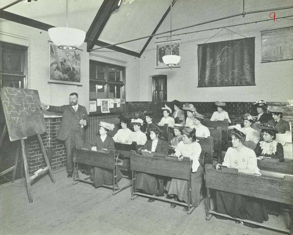 Detail of Shorthand class for women, Choumert Road Evening Institute, London, 1907 by Unknown