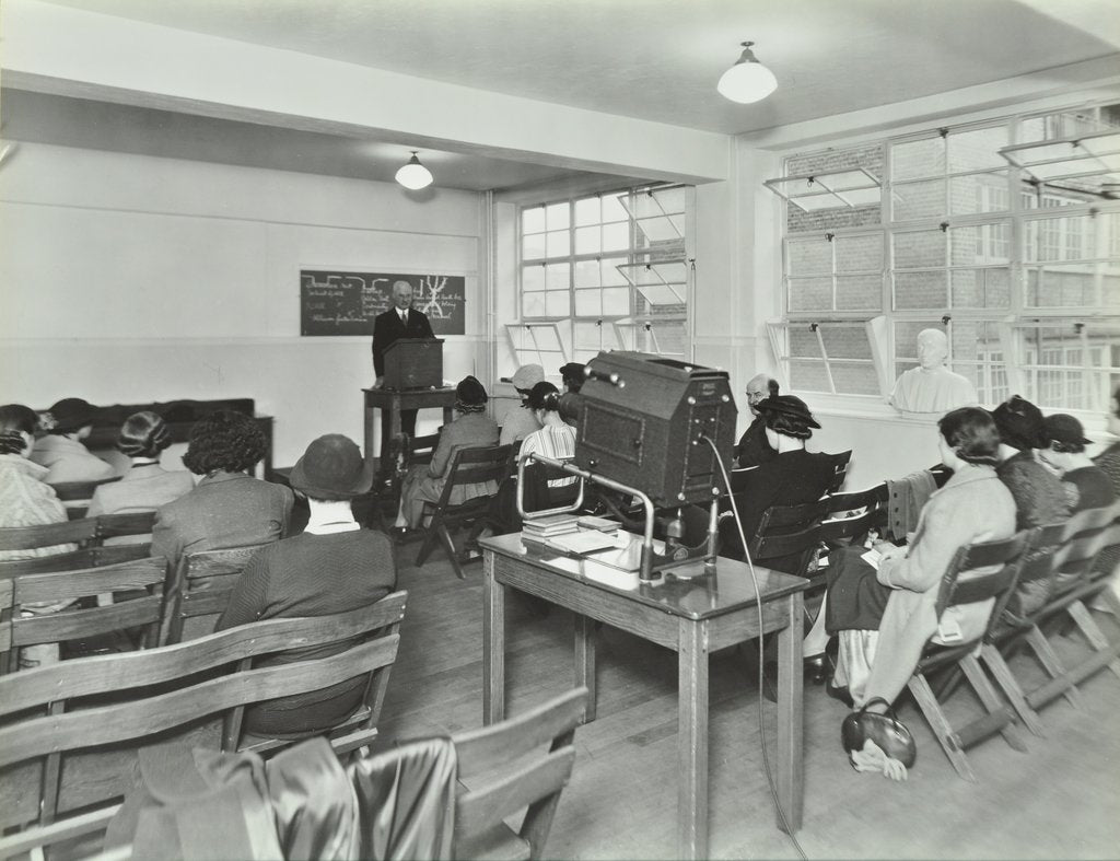 Detail of Lecture in progress, City Literary Institute, London, 1939 by Unknown