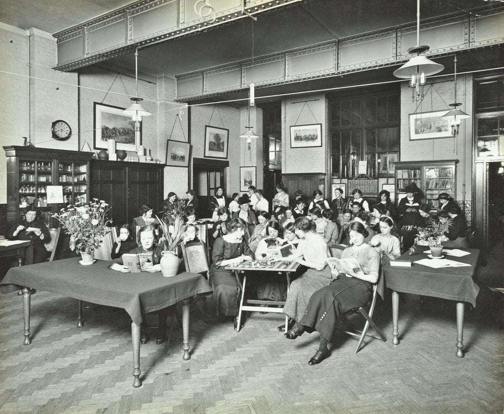 Detail of Relaxing in the Social Hall, Cosway Street Evening Institute for Women, London, 1914 by Unknown