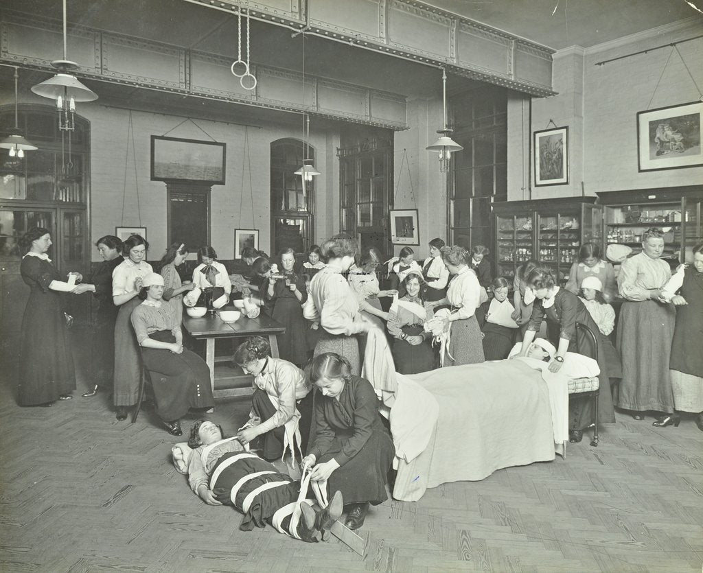 Detail of Health class, Cosway Street Evening Institute for Women, London, 1914 by Unknown