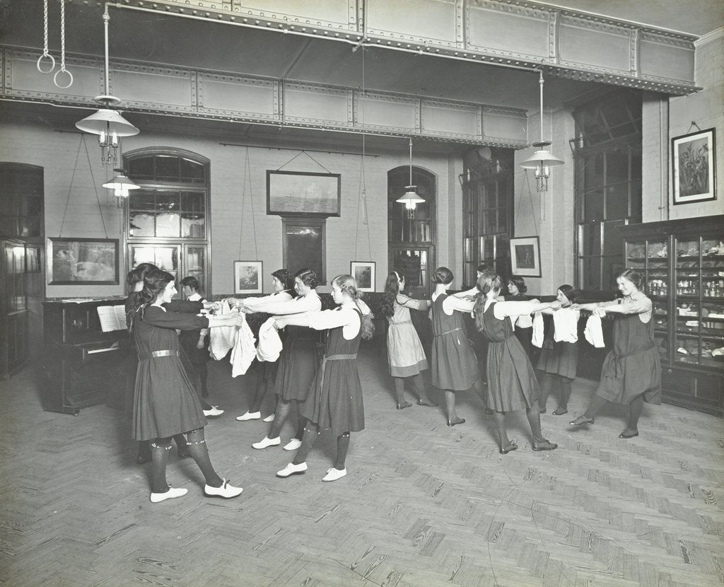 Detail of Girls morris dancing, Cosway Street Evening Institute for Women, London, 1914 by Unknown