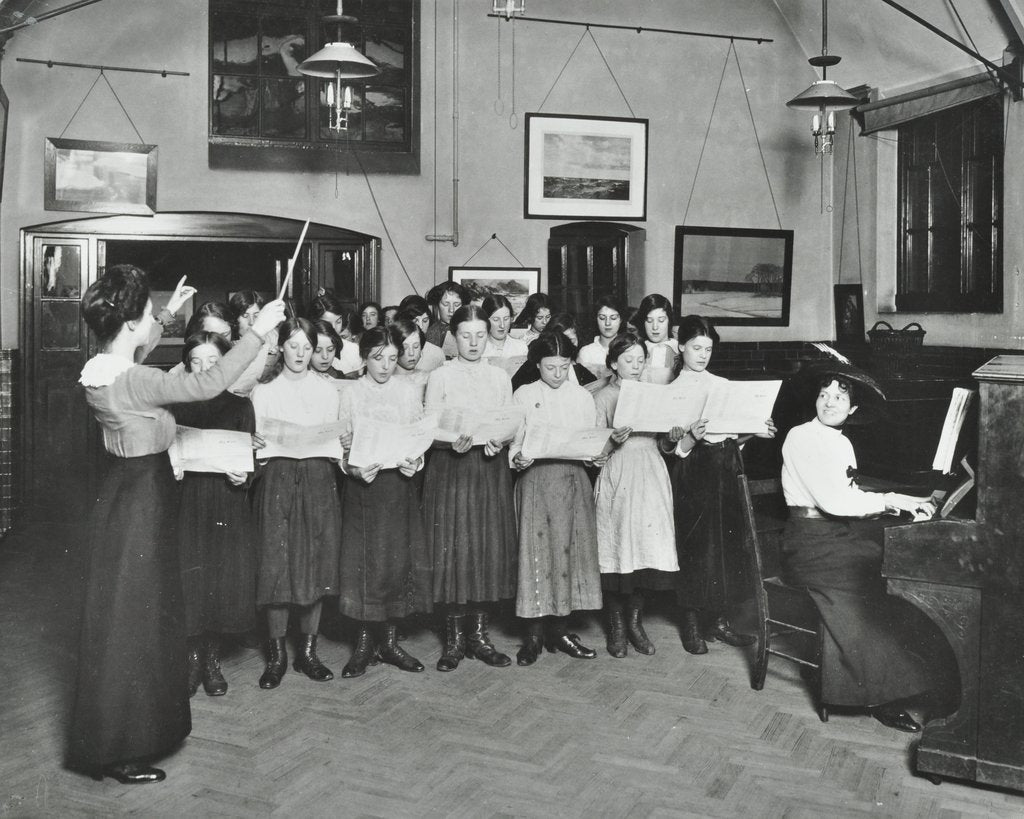 Detail of Singing class, Laxon Street Evening Institute for Women, London, 1914 by Unknown