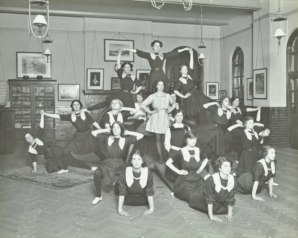 Detail of Girls posed in tableaux, Sandhurst Road Evening Institute, London, 1914 by Unknown