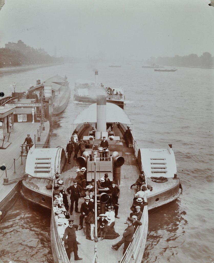 Detail of Passengers on the London Steamboat Service, River Thames, London, 1907 by Unknown