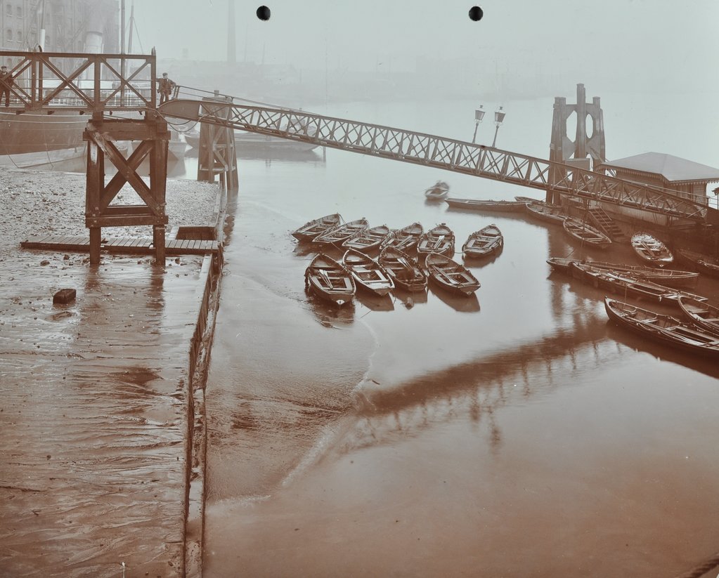 Detail of Boats at Limehouse Pier, Poplar, London, 1908 by Unknown