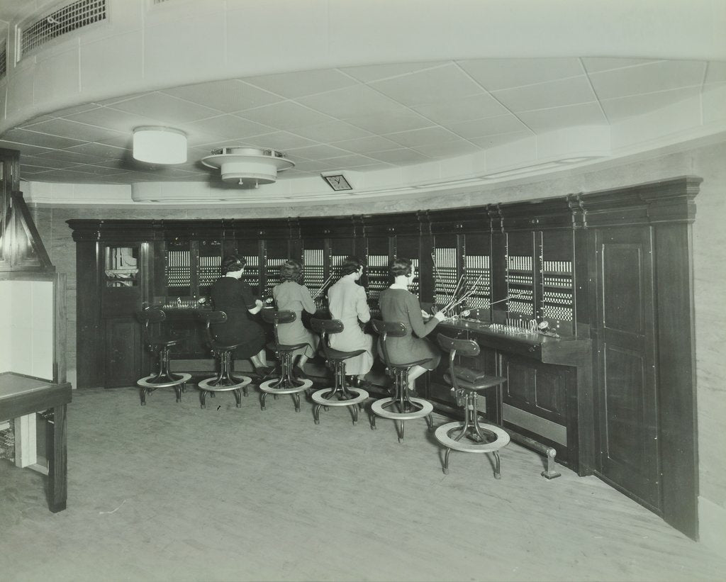 Detail of Telephonists at the Fire Brigade Headquarters, Lambeth, London, 1940 by Unknown