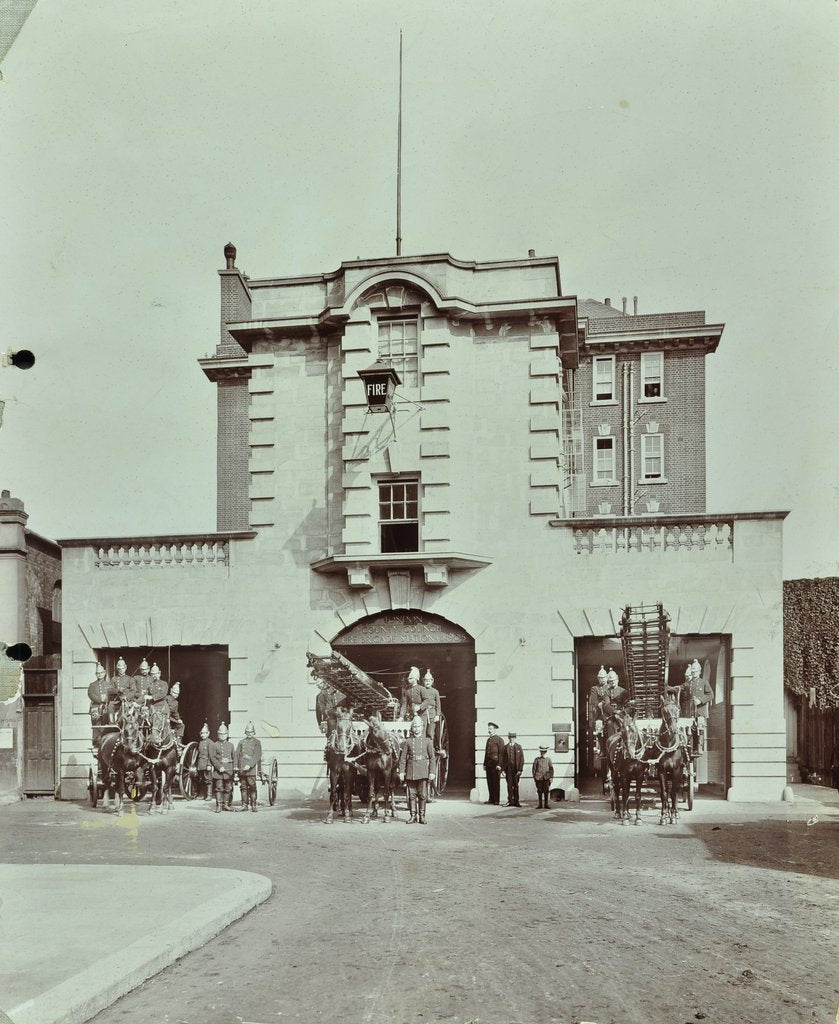 Detail of Kensington Fire Station, No 13 Old Court Place, Kensington and Chelsea, London, 1905 by Unknown