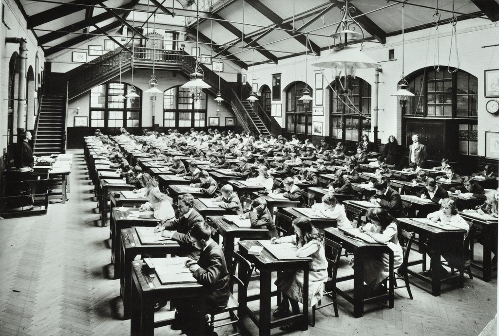 Detail of Sitting examinations, Crawford Street School, Camberwell, London, 1906 by Unknown