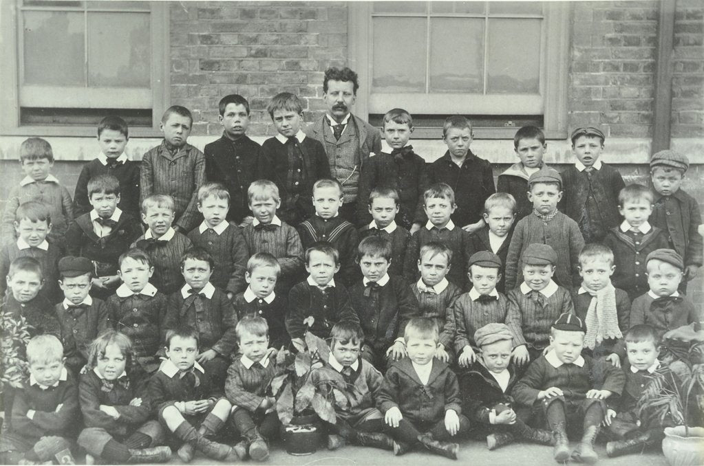 Detail of Pupils and their teacher, Elizabeth Street School, Woolwich, 1894 by Unknown