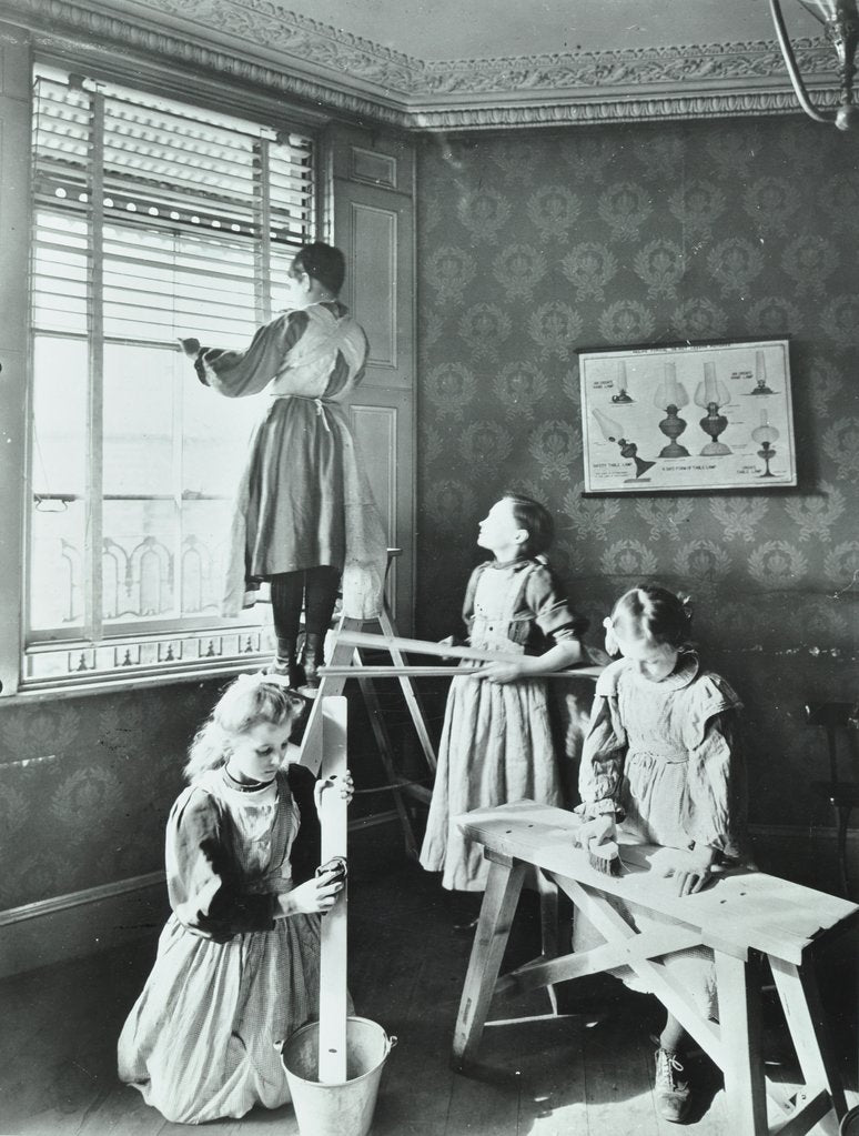 Detail of Housewifery lesson, Dulwich Hamlet School, Dulwich Village, London, 1908 by Unknown