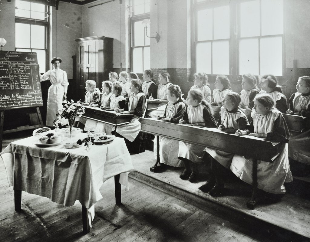 Detail of Cookery class, Gopsall Street School, Shoreditch, London, 1908 by Unknown