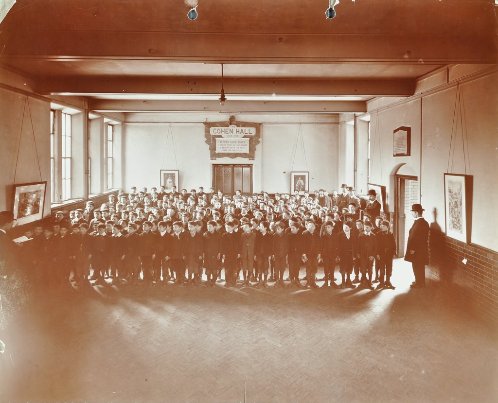 Detail of Prayers, Jews' Free School, Stepney, London, 1908 by Unknown