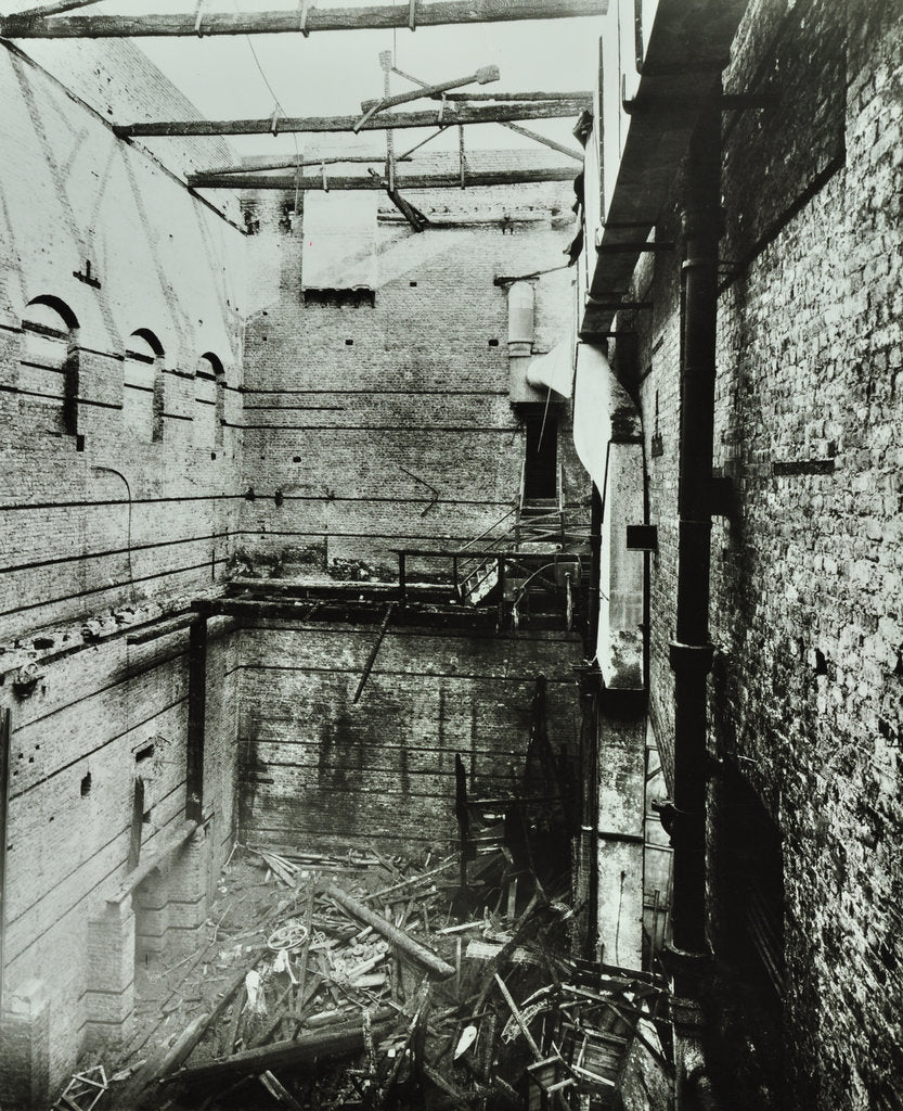 Detail of Burnt-out interior of the Drury Lane Theatre, Covent Garden, London, 1908 by Unknown