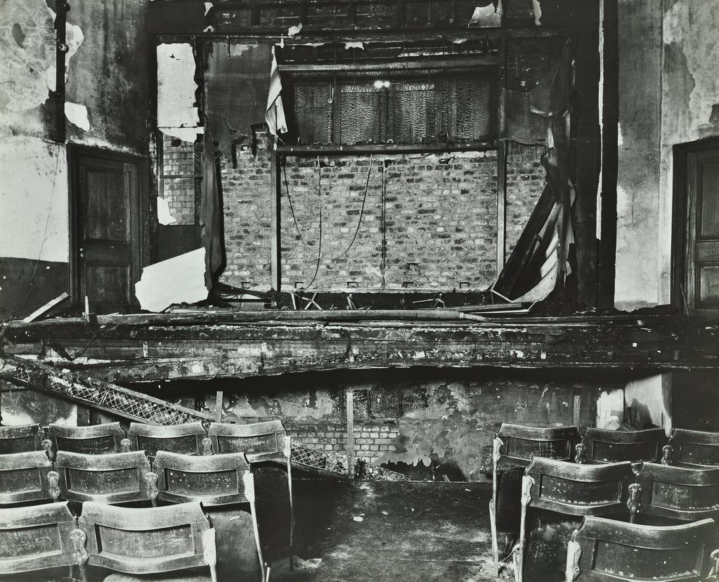 Detail of The burnt-out Standard Cinema, Hackney, London, 1935 by Unknown