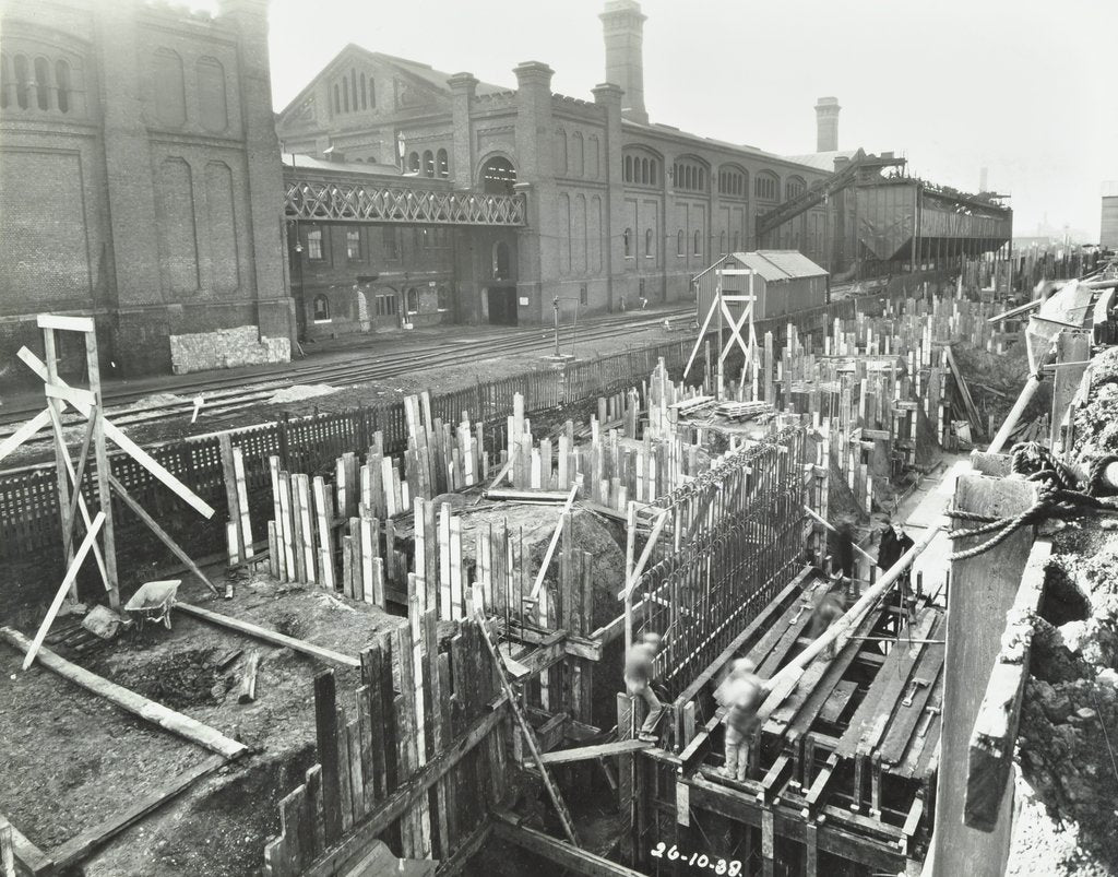 Detail of New construction work, Beckton Sewage Works, Woolwich, London, 1938 by Unknown