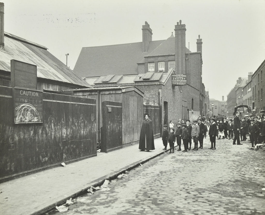 Detail of Children on their way to Finch Street Cleansing Station, Stepney, London, 1911 by Unknown