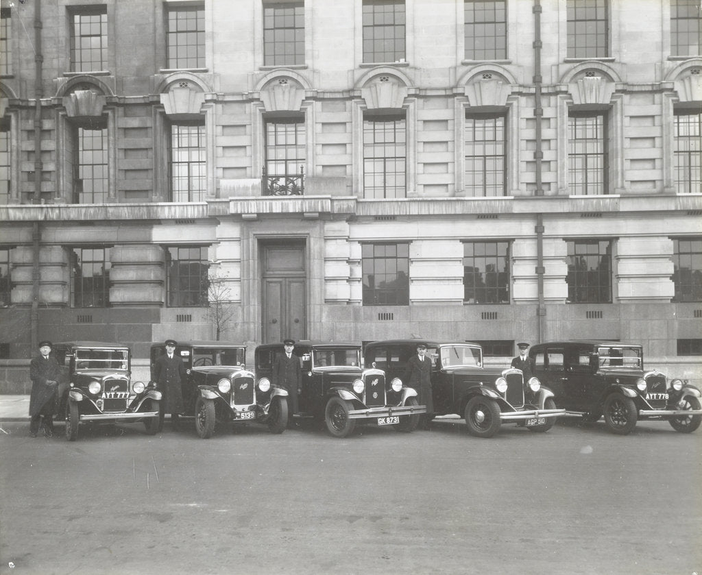 Detail of Official London County Council cars and chauffeurs, County Hall, London, 1935 by Unknown