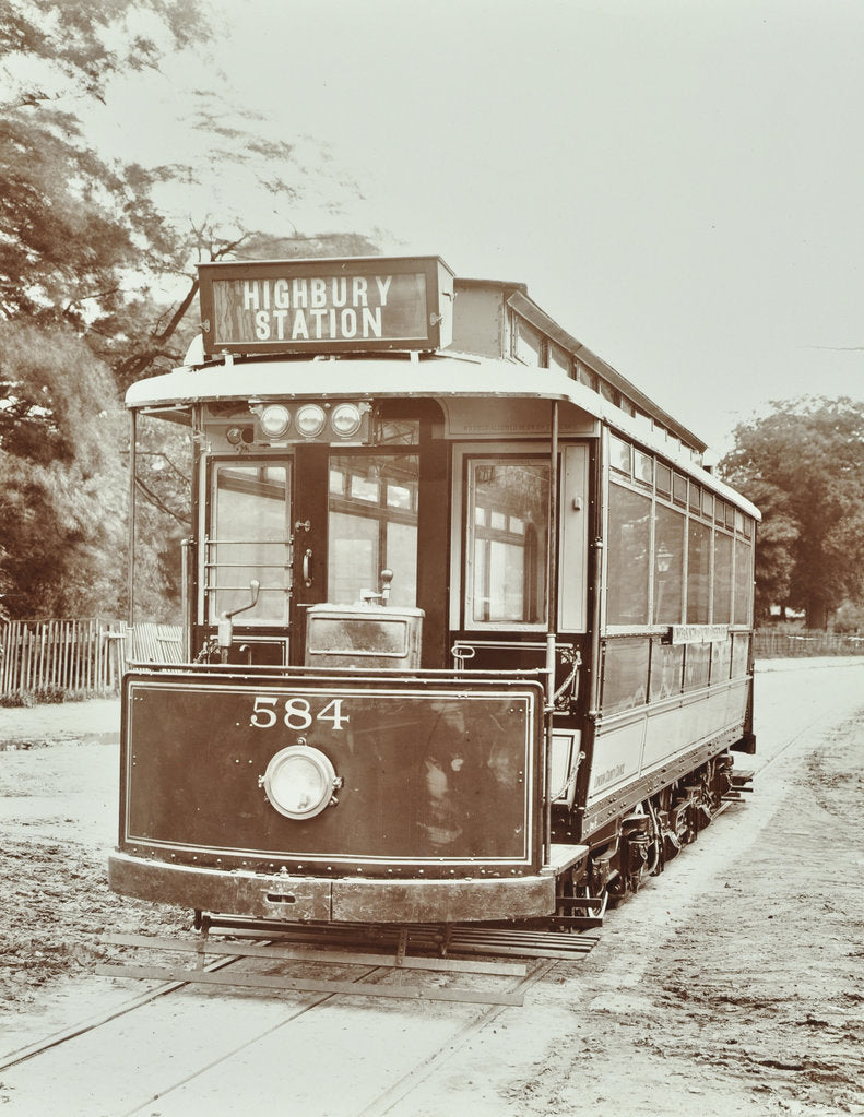 Detail of Single-decker electric tram, 1907 by Unknown