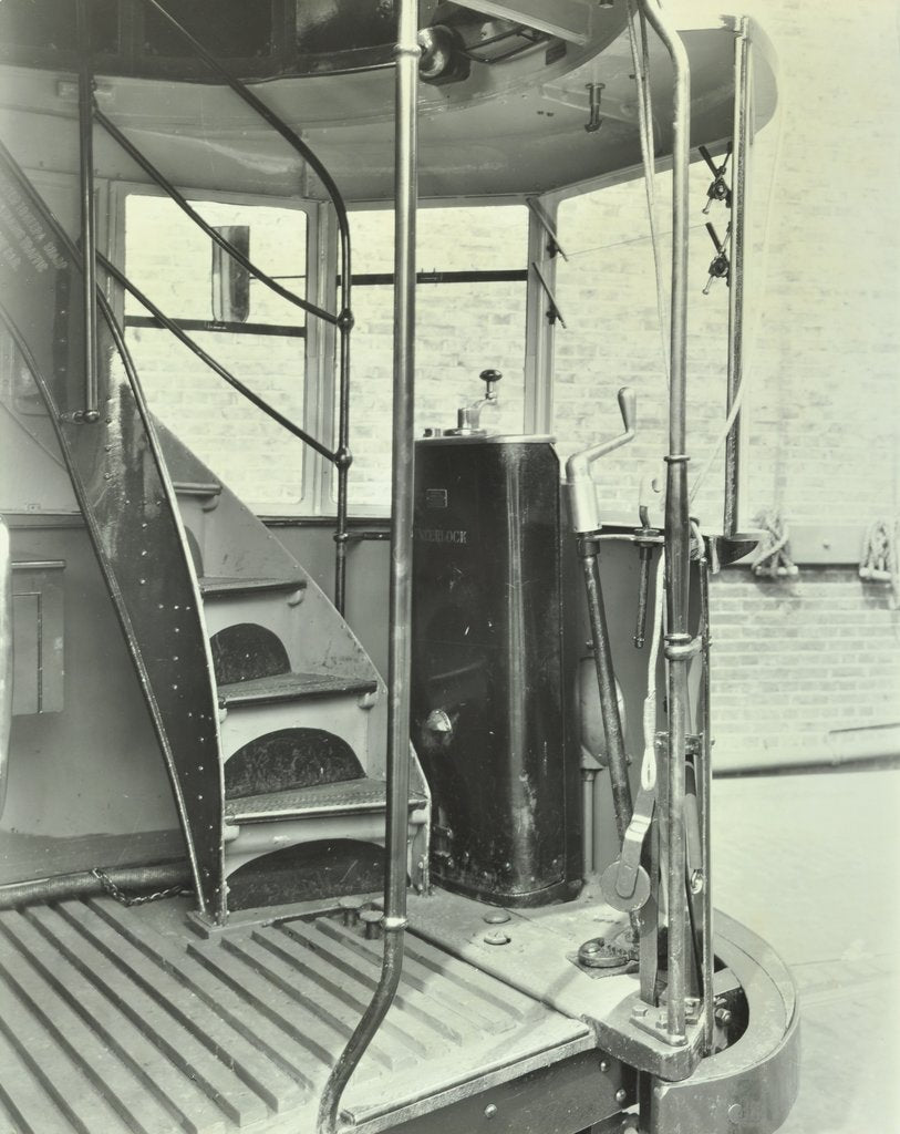 Detail of Interior of an electric tram showing driver controls, 1931 by Unknown