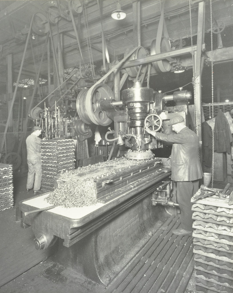 Detail of Man using a miller and planer, Charlton Central Repair Depot, London, 1932 by Unknown