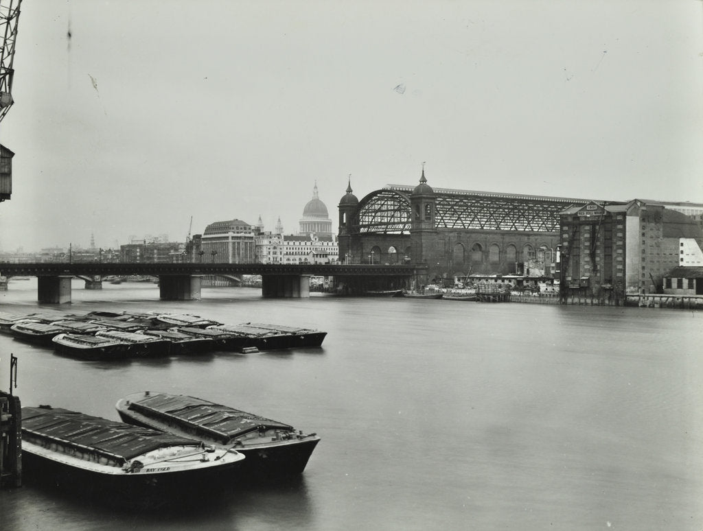 Detail of View across the Thames to Cannon Street Station, London, 1958 by Unknown