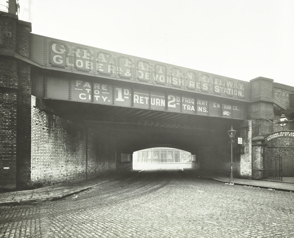 Detail of Railway bridge across Globe Road, Bethnal Green, London, 1914 by Unknown