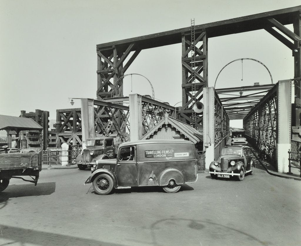 Detail of Traffic driving on to the Woolwich Ferry, London, 1945 by Unknown