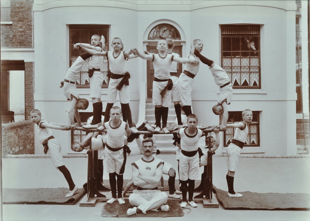 Detail of Gymnastics display at the Boys Home Industrial School, London, 1900 by Unknown