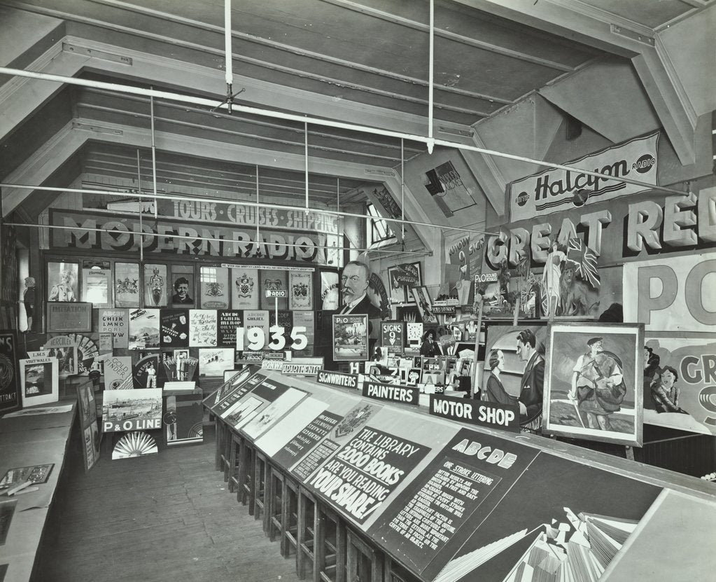 Detail of Display of posters at a training centre, Deptford, London, 1935 by Unknown